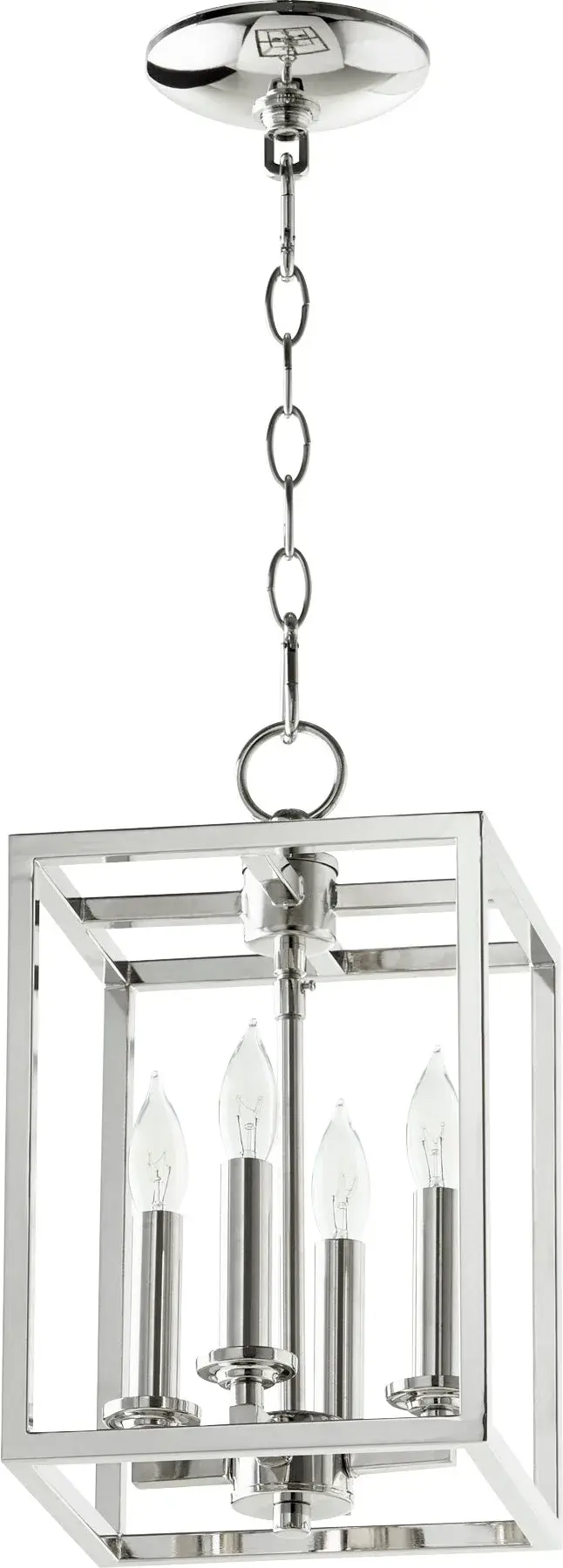 Cuboid 4-Light Polished Nickel Pendant