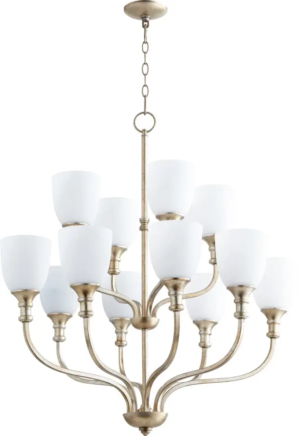 Richmond 12-Light Chandelier in Aged Silver Leaf