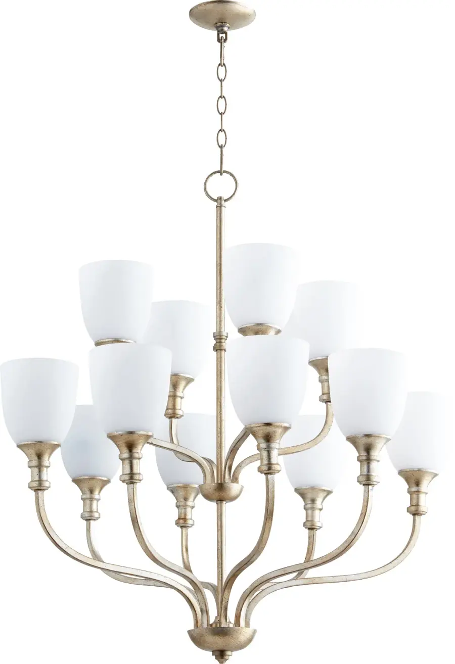 Richmond 12-Light Chandelier in Aged Silver Leaf