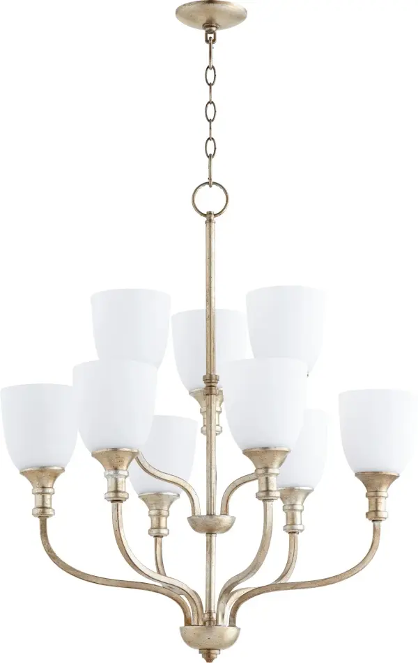 Richmond 9-Light Chandelier in Aged Silver Leaf