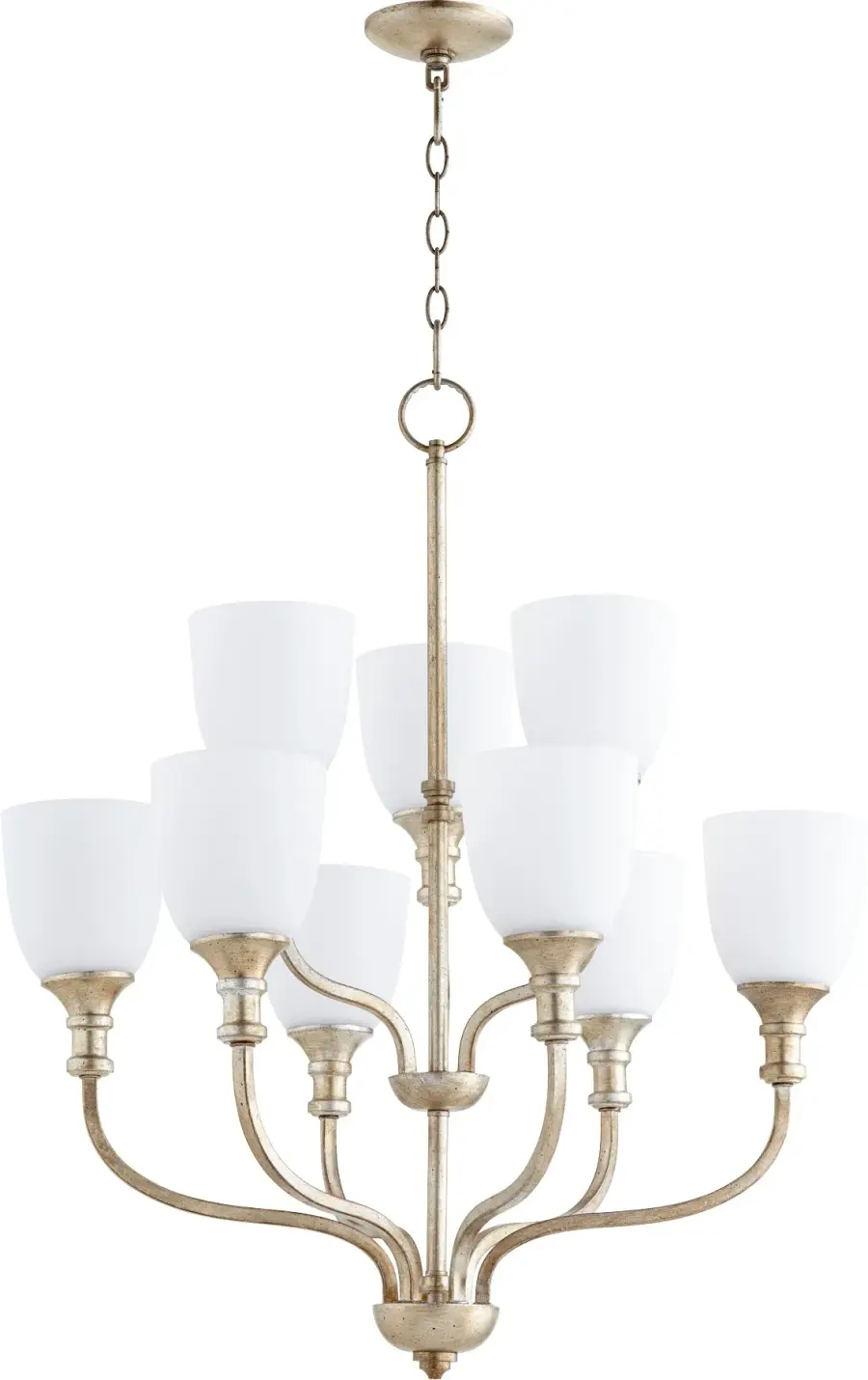 Richmond 9-Light Chandelier in Aged Silver Leaf