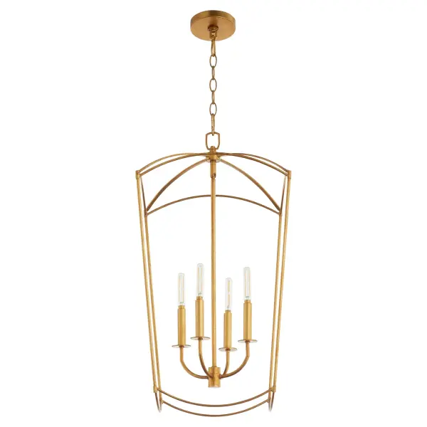 Mantle 4-Light Entry Pendant in Gold Leaf - Image 1
