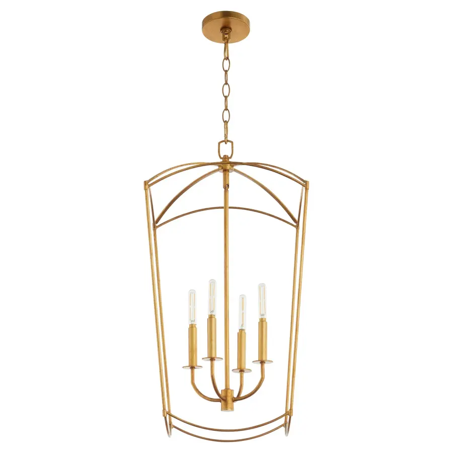 Mantle 4-Light Entry Pendant in Gold Leaf - Image 1