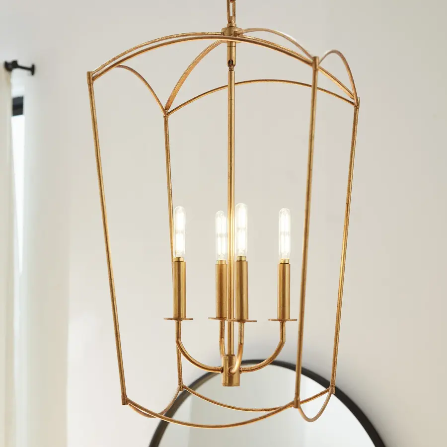Mantle 4-Light Entry Pendant in Gold Leaf - Image 5