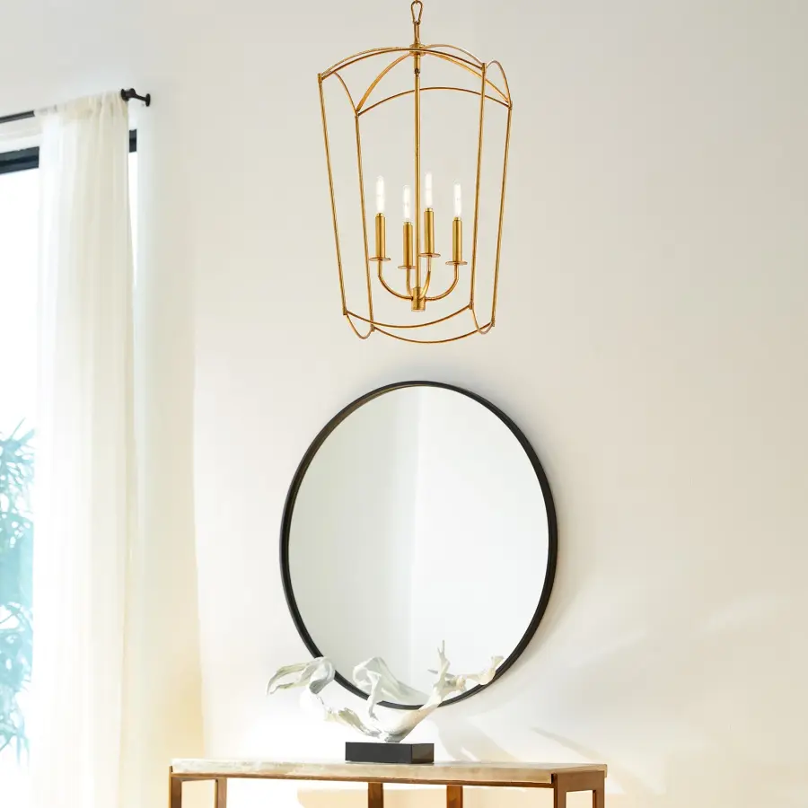 Mantle 4-Light Entry Pendant in Gold Leaf - Image 8