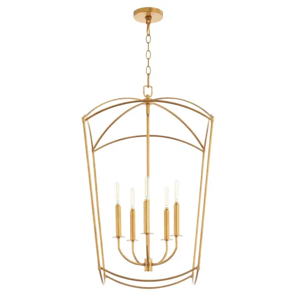 Mantle 5-Light Entry Pendant in Gold Leaf - Image 1