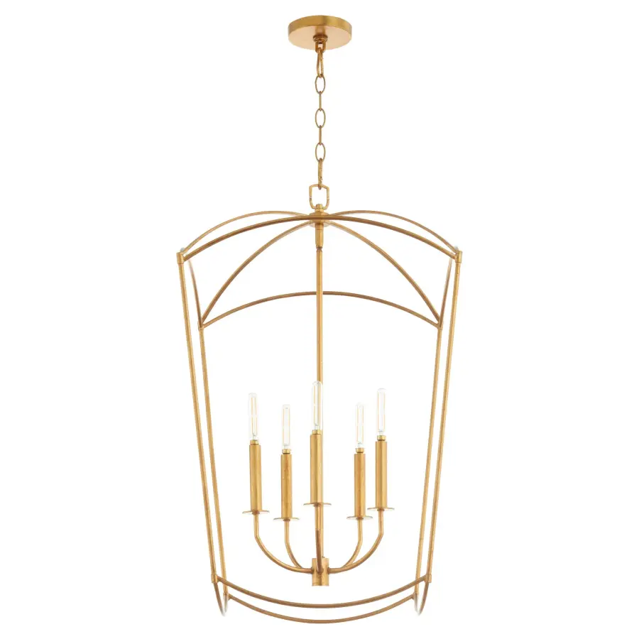 Mantle 5-Light Entry Pendant in Gold Leaf - Image 1
