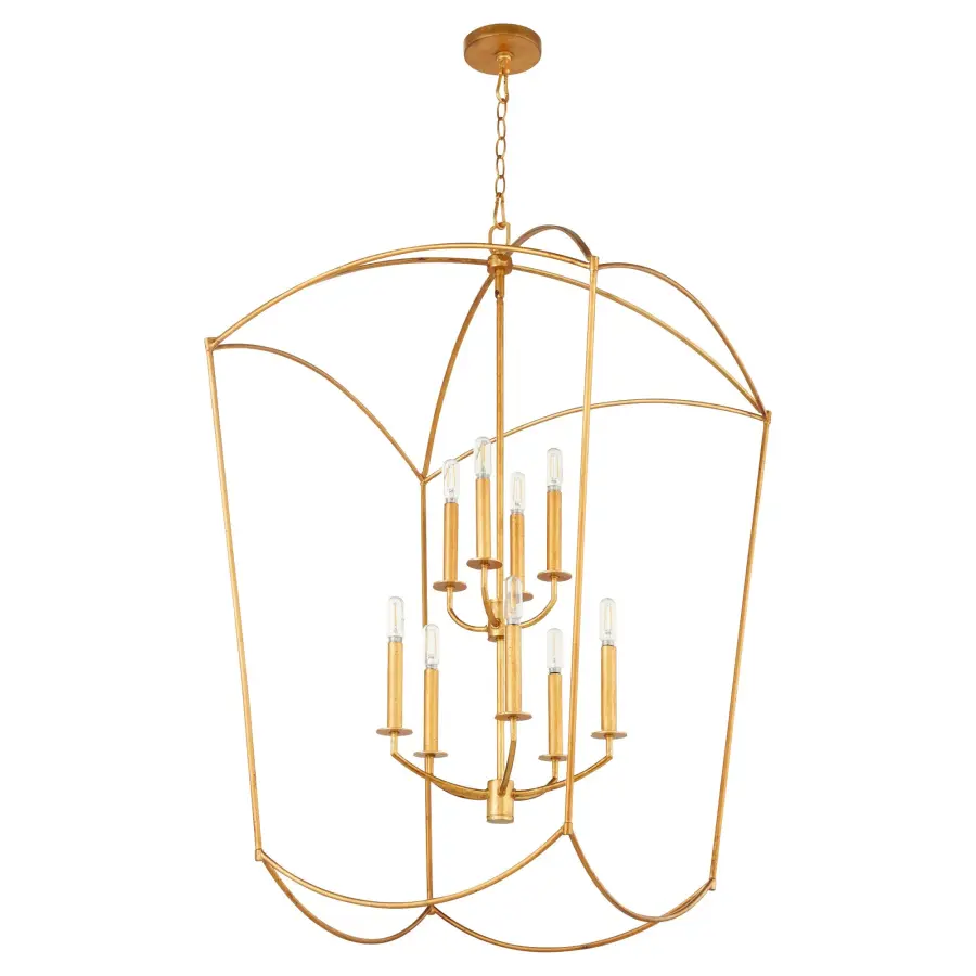 Mantle 9-Light Entry Pendant in Gold Leaf - Image 1