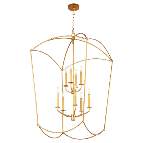 Mantle 9-Light Entry Pendant in Gold Leaf - Image 2