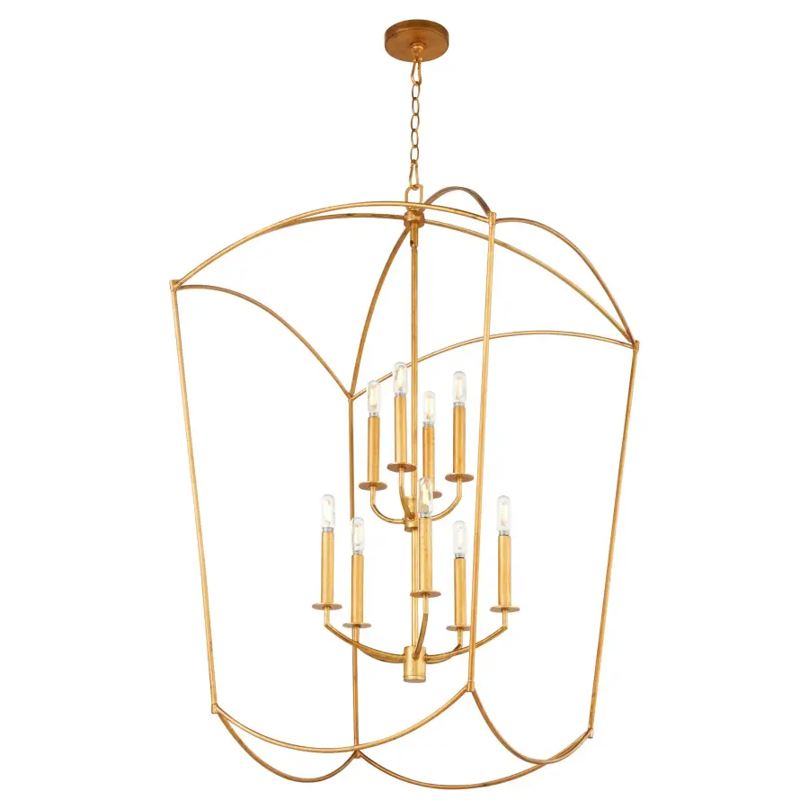 Mantle 9-Light Entry Pendant in Gold Leaf - Image 2
