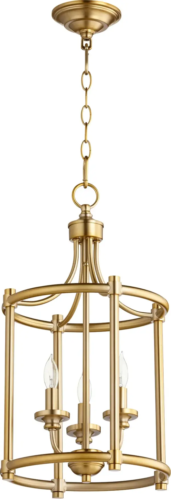 The Rossington 3-Light Pendant bridges contemporary and traditional design with clean lines, soft curves, and a velvety smooth aged brass finish. Perfect for entryways and dining spaces seeking sophisticated ambiance.