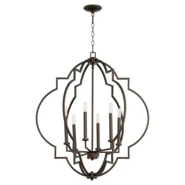 The Dublin pendant combines classic styling with modern sensibility through its distinctive clover-like geometric shape and rich oiled bronze finish. Perfect for creating a focal point in dining spaces.