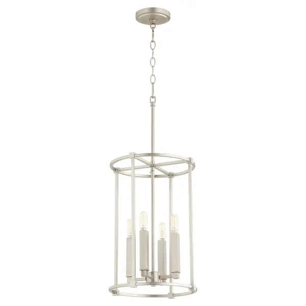 The Olympus entry pendant combines geometric design with practical versatility. Its Satin Nickel finish and three interchangeable candle sleeve options (Noir, Satin Nickel, Aged Brass) let you customize the look to match your décor.