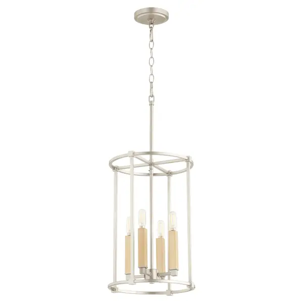 The Olympus entry pendant combines geometric design with practical versatility. Its Satin Nickel finish and three interchangeable candle sleeve options (Noir, Satin Nickel, Aged Brass) let you customize the look to match your décor. - alternate view