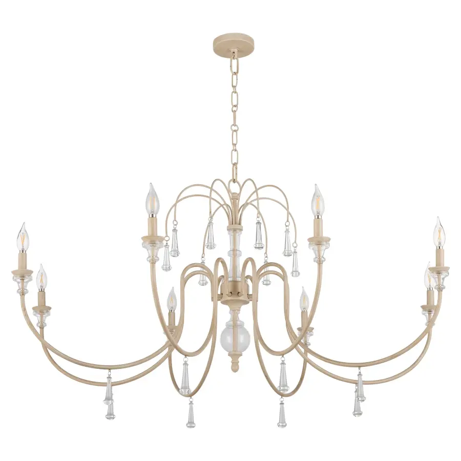 European Elegance Meets Rustic Charm in This Crystal-Adorned Linear Chandelier - Image 1