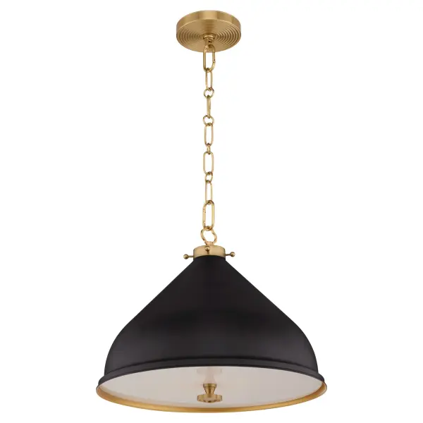 Bonnel 16" Pendant in Matte Black with Aged Brass - Image 1