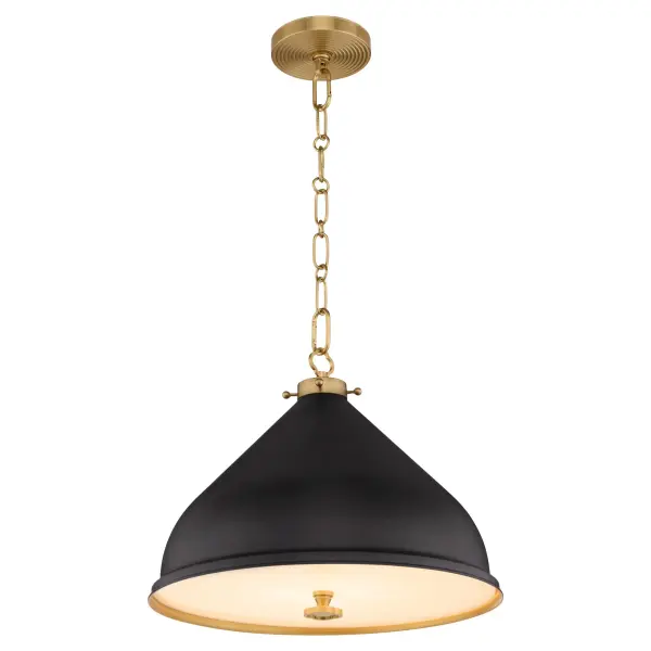 Bonnel 16" Pendant in Matte Black with Aged Brass - Image 2