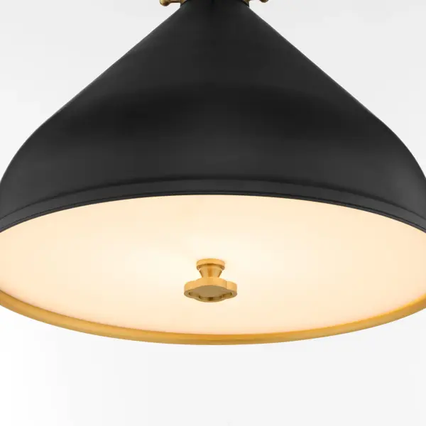 Bonnel 16" Pendant in Matte Black with Aged Brass - Image 3