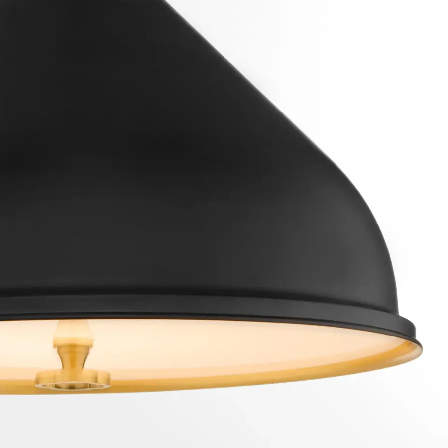 Bonnel 16" Pendant in Matte Black with Aged Brass - Image 4