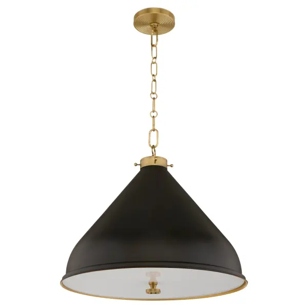 Bonnel 20" Pendant in Matte Black with Aged Brass - Image 1