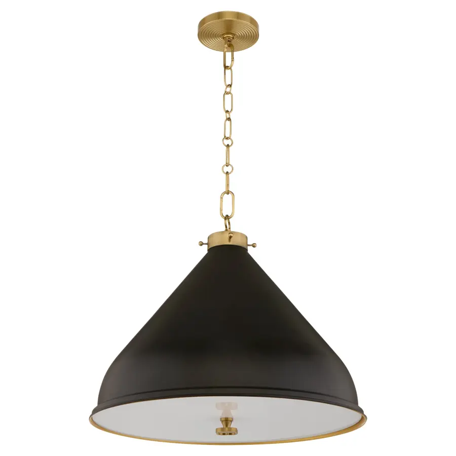 Bonnel 20" Pendant in Matte Black with Aged Brass - Image 1