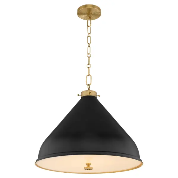 Bonnel 20" Pendant in Matte Black with Aged Brass - Image 2