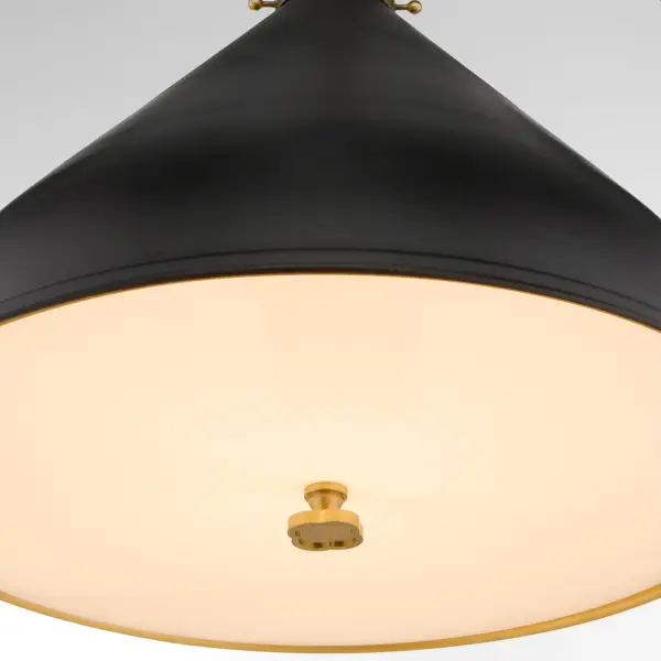 Bonnel 20" Pendant in Matte Black with Aged Brass - Image 3