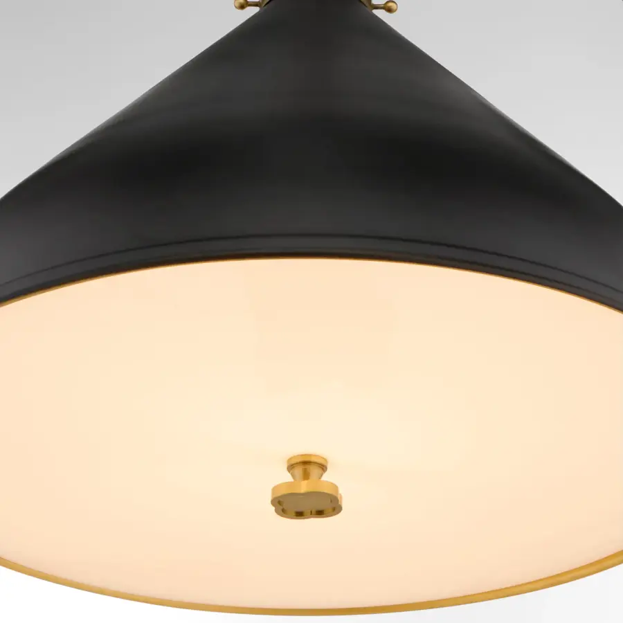 Bonnel 20" Pendant in Matte Black with Aged Brass - Image 3