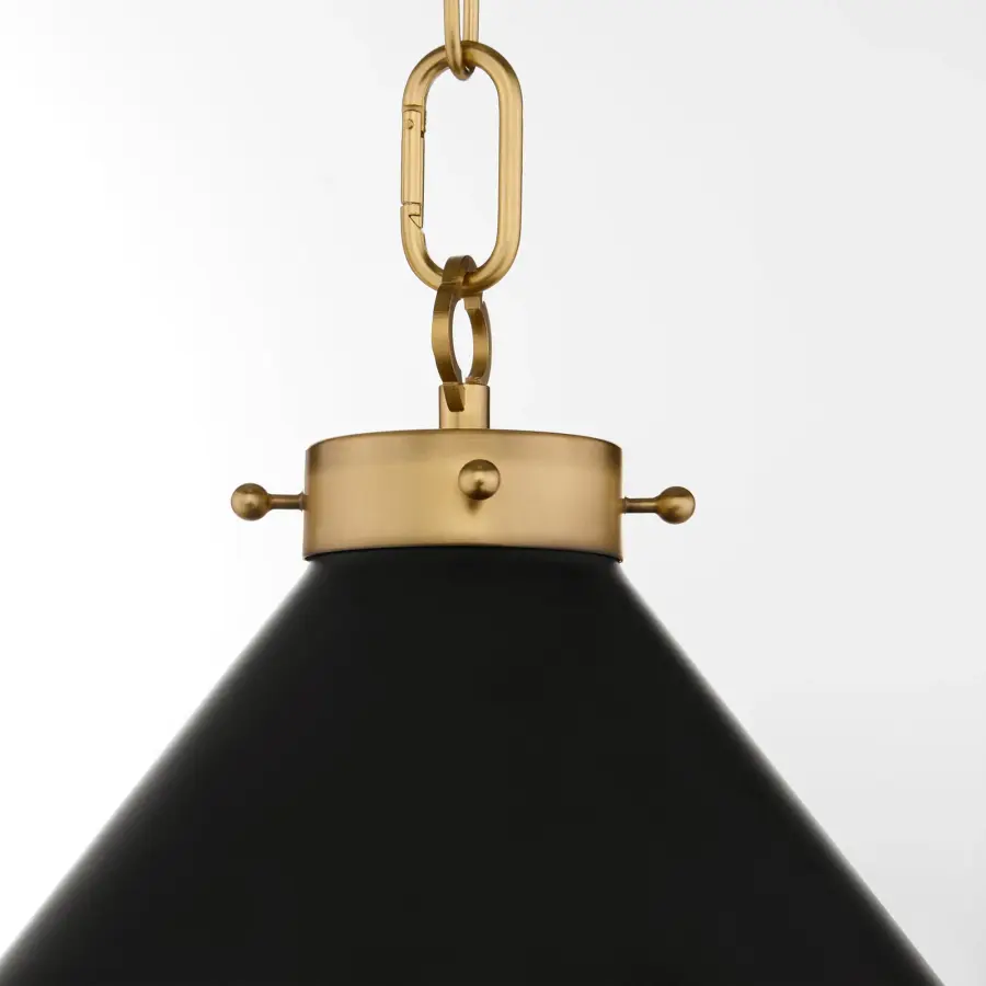 Bonnel 20" Pendant in Matte Black with Aged Brass - Image 4
