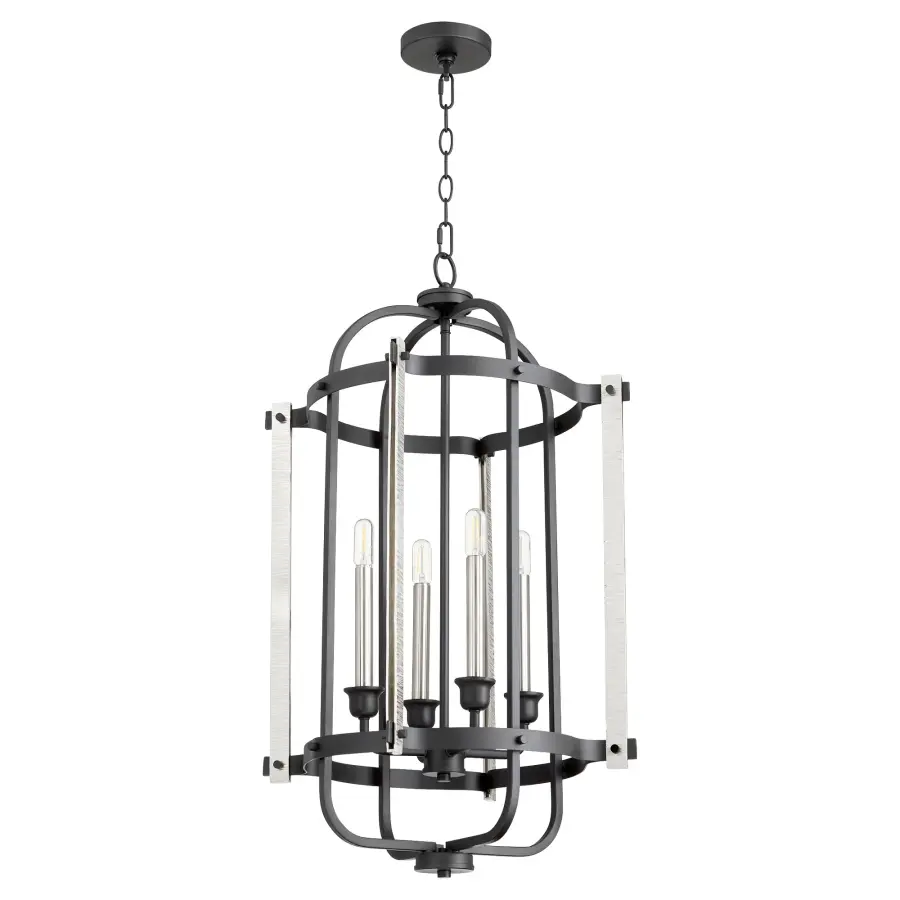 4-Light Entry Pendant in Textured Black