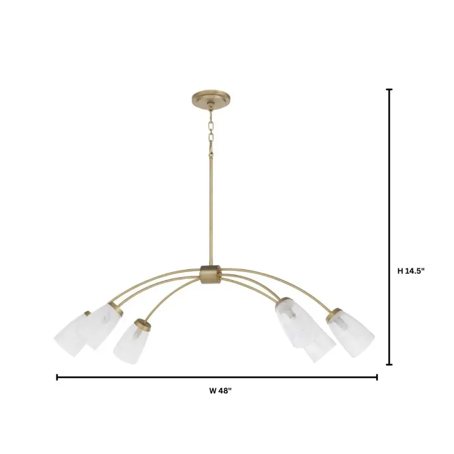 Arpeggio 6-Light Linear Chandelier in Aged Brass - Image 5