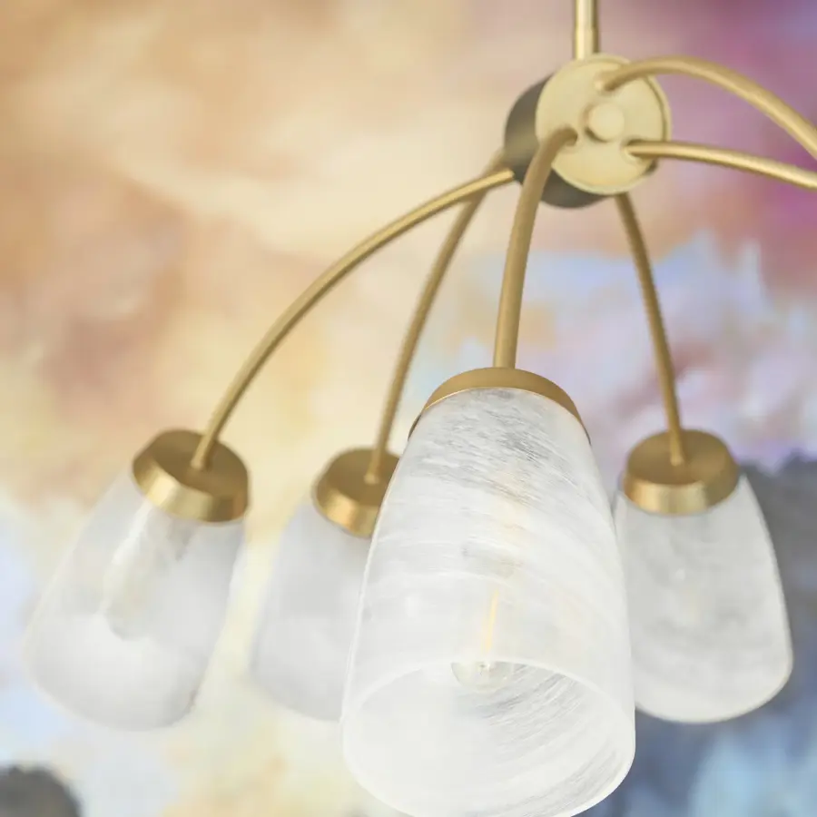 Arpeggio 6-Light Linear Chandelier in Aged Brass - Image 6