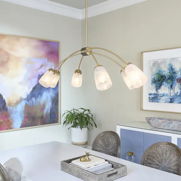 Arpeggio 6-Light Linear Chandelier in Aged Brass - Image 8