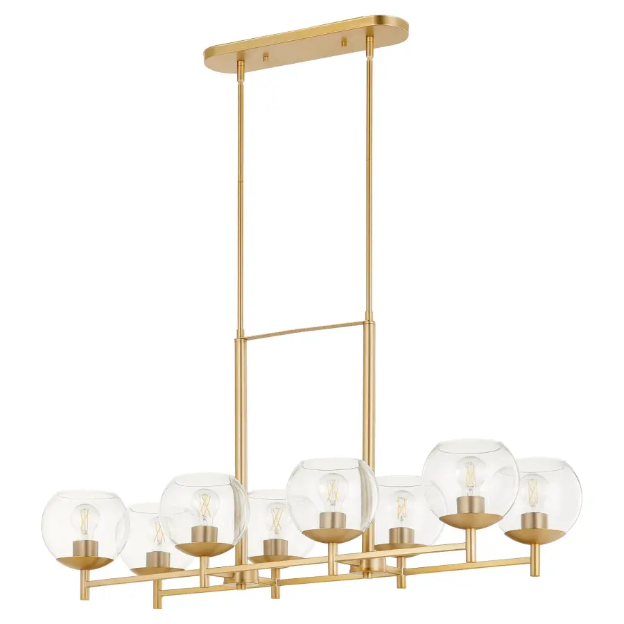 Lyon 8-Light Linear Chandelier in Aged Brass - Image 1