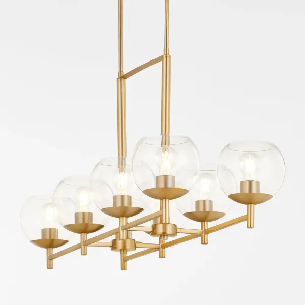 Lyon 8-Light Linear Chandelier in Aged Brass - Image 4