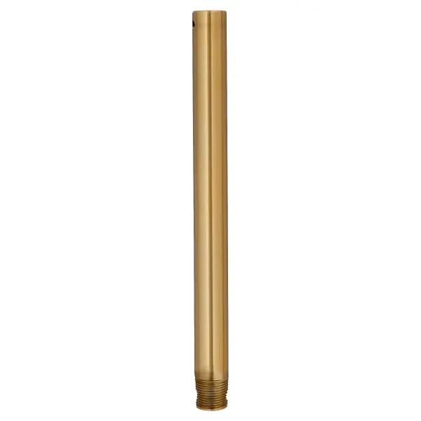 This 12-inch downrod provides the perfect extension for ceiling fans in rooms with higher ceilings, ensuring optimal air circulation and clearance. The brushed brass finish adds warmth and sophistication.
