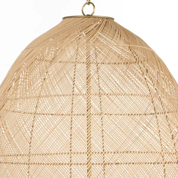 Rattan 5-Light Pendant in Aged Brass - Image 4