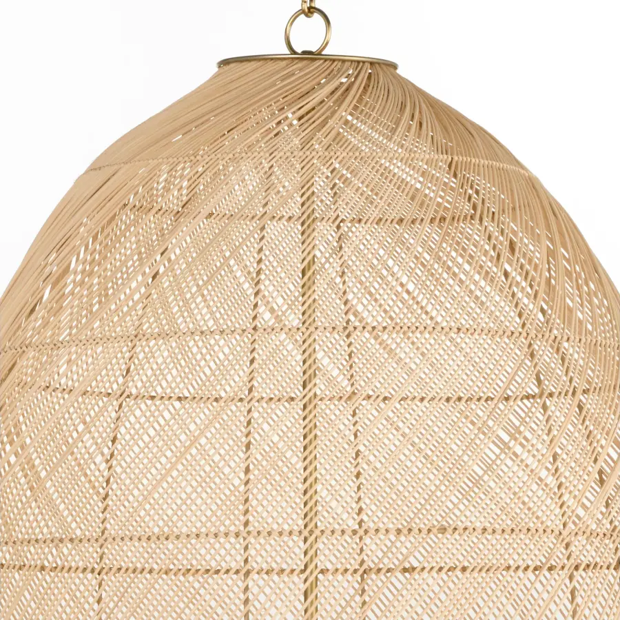 Rattan 5-Light Pendant in Aged Brass - Image 4