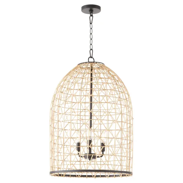 Rattan 3-Light Pendant in Matte Black - Image 2
