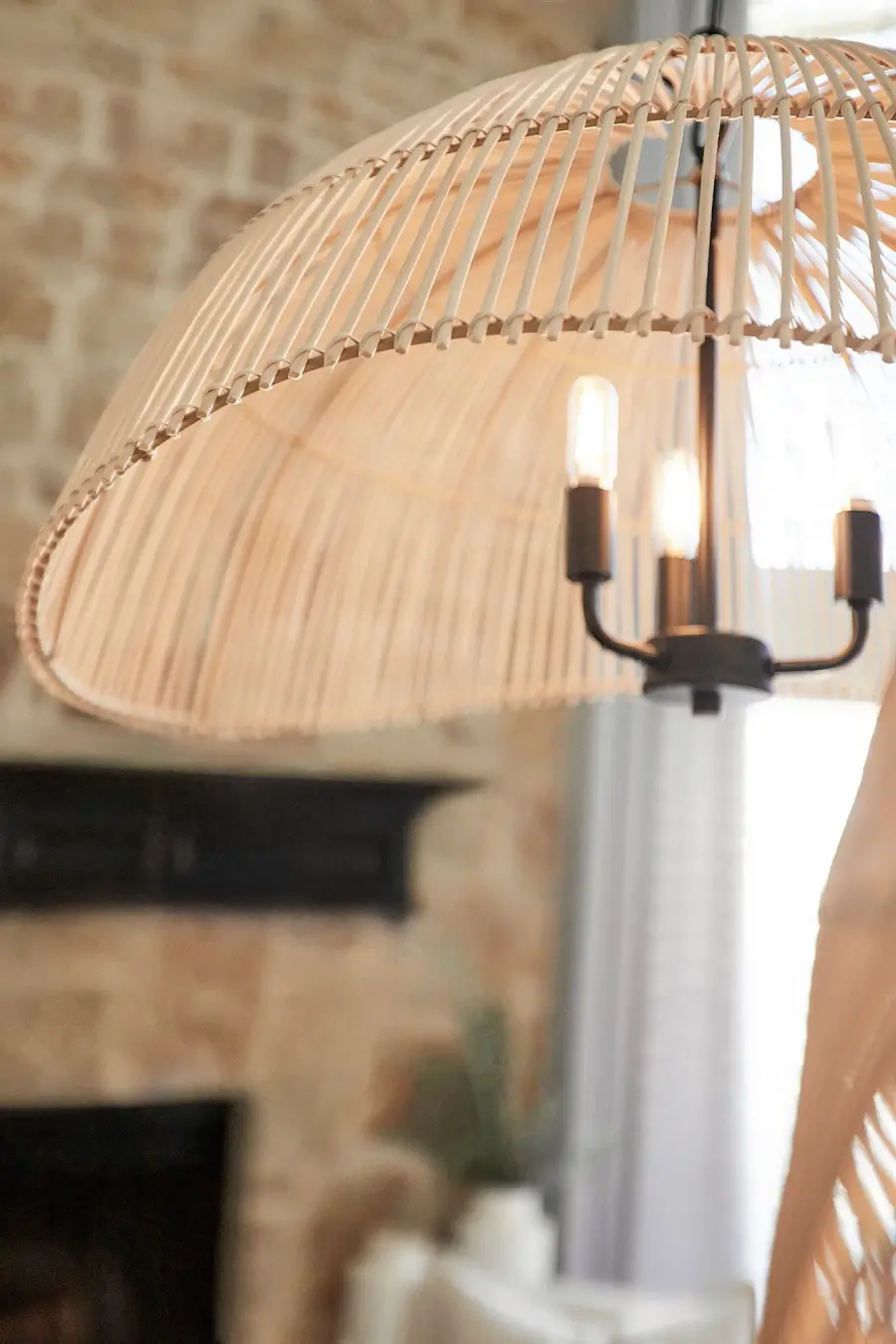 Rattan 3-Light Pendant in Matte Black - Image 6