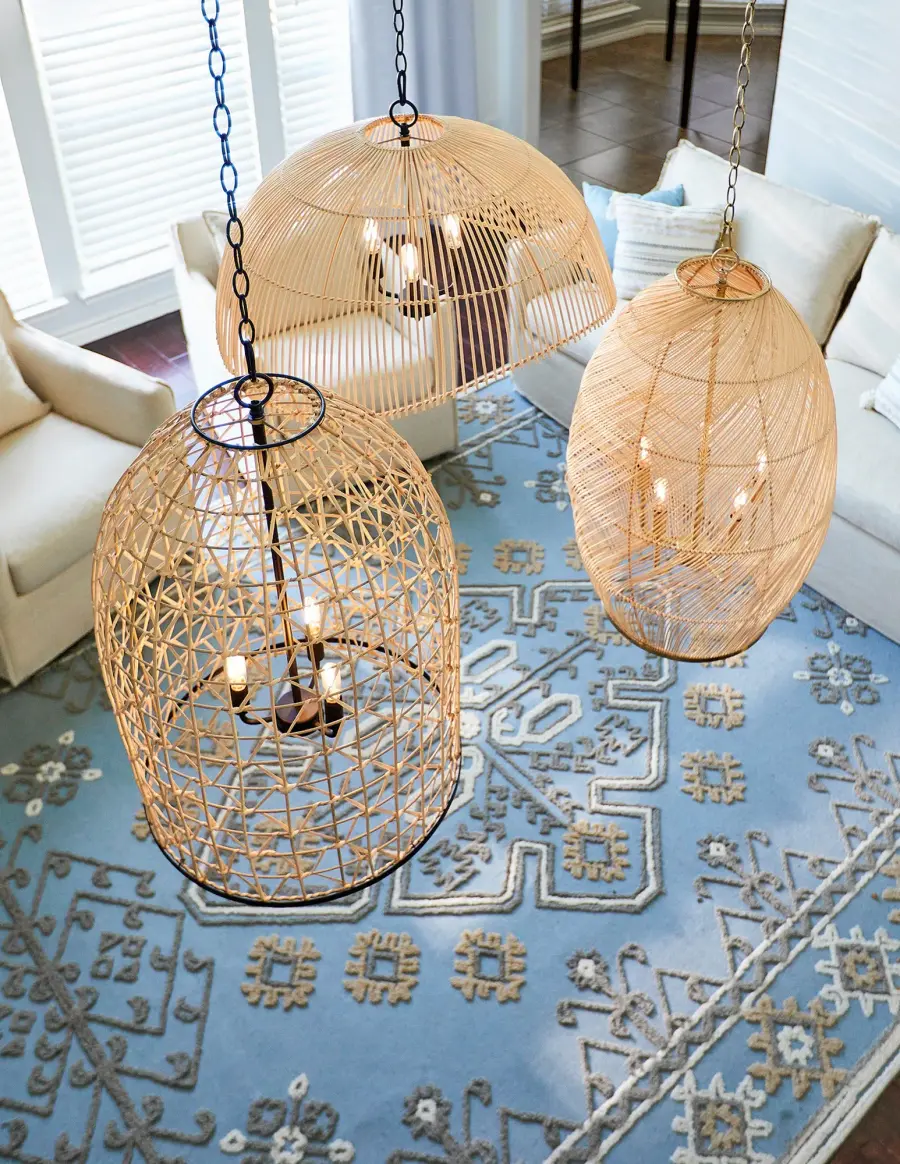 Rattan 3-Light Pendant in Matte Black - Image 7