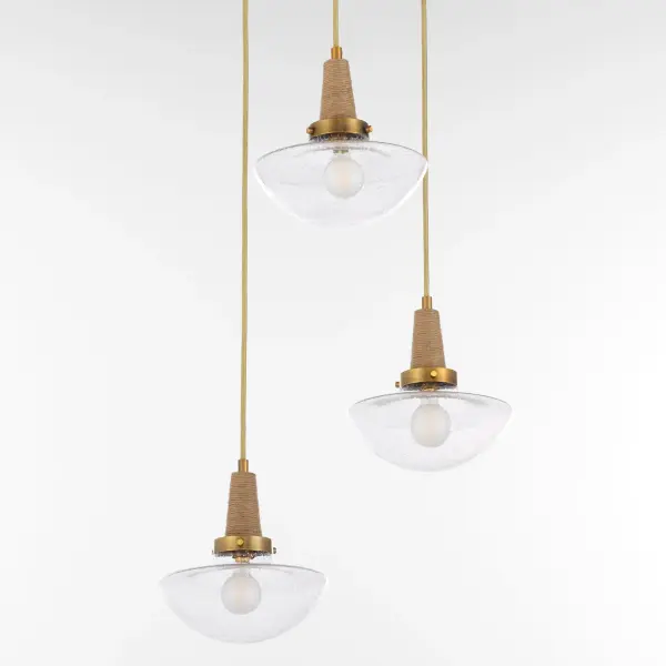 Stockport 3-Light Pendant in Brushed Brass - Image 4