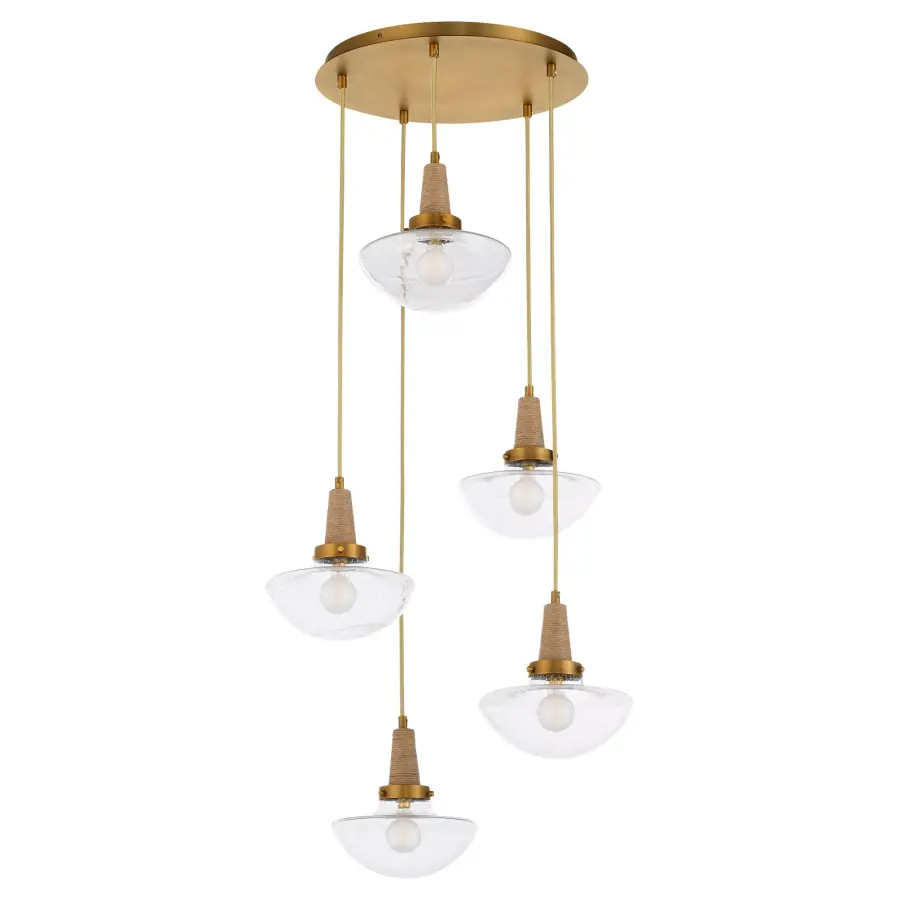 Stockport 5-Light Pendant in Brushed Brass - Image 1