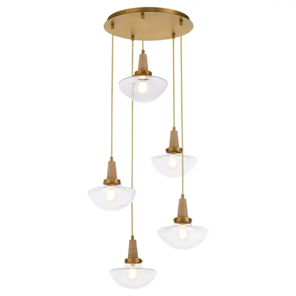 Stockport 5-Light Pendant in Brushed Brass - Image 2