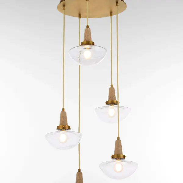 Stockport 5-Light Pendant in Brushed Brass - Image 3