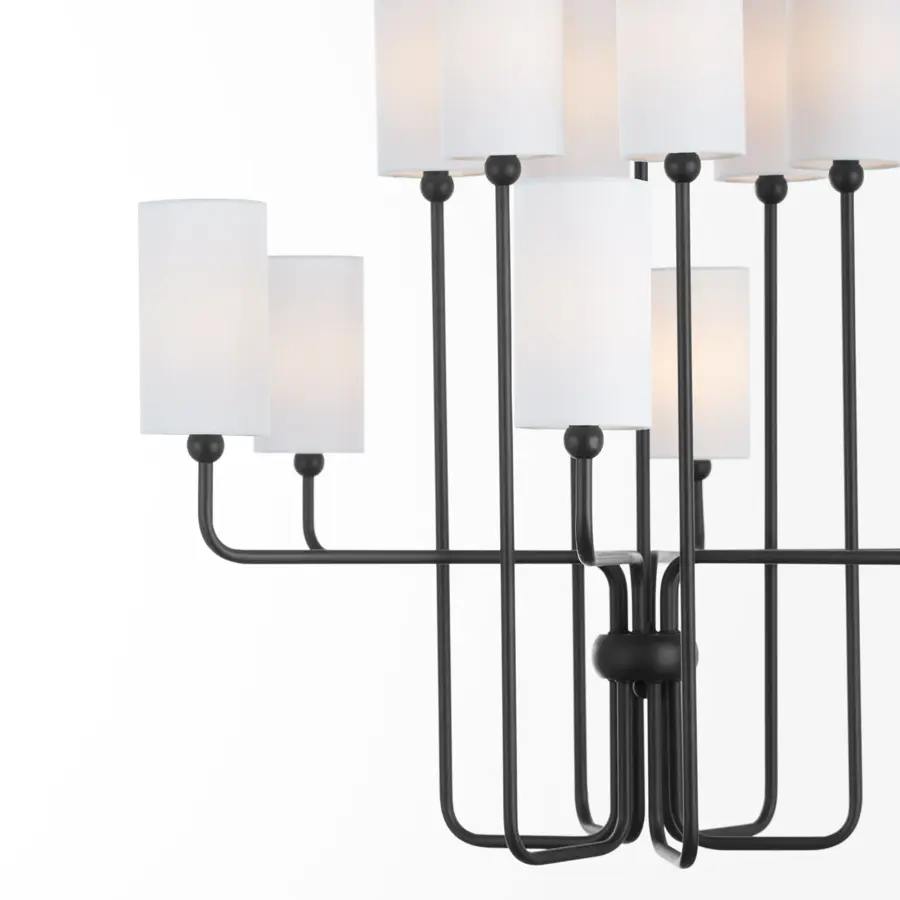 Charlotte 12-Light Chandelier in Matte Black - Image 3