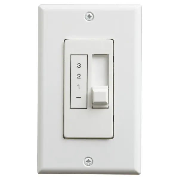 This 5-amp slide control allows you to operate 4-5 ceiling fans simultaneously from a single wall switch. Features 3-speed control and on/off functionality with included faceplate for clean installation.