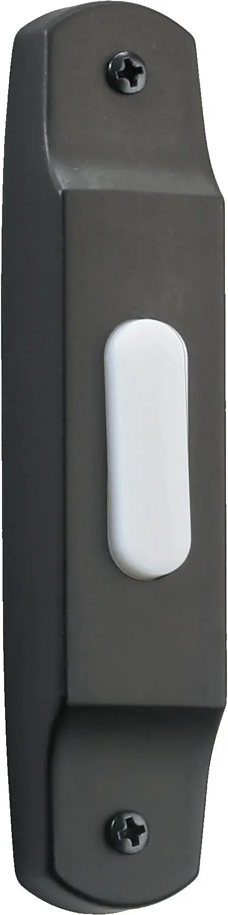 A traditional door chime button featuring a narrow profile design with an Old World finish. Perfect for homes seeking classic curb appeal with reliable functionality at an accessible price point.