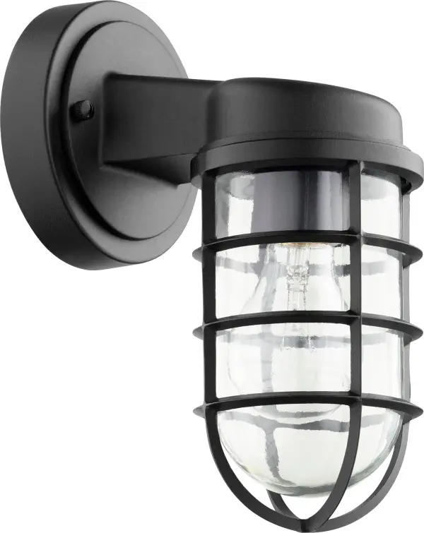 The Belfour 10" outdoor wall light combines bold industrial design with practical wet-rated performance. Its protective cage design and clear glass shade deliver reliable illumination for porches, patios, and entryways in any weather.