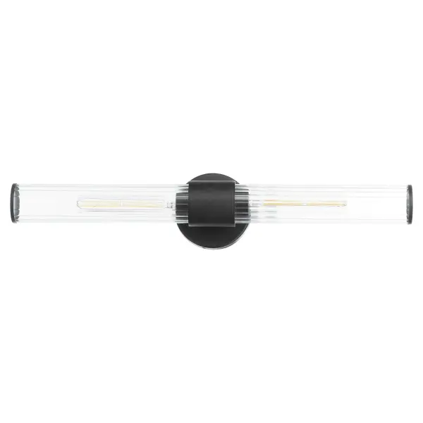 The Fuze 2-Light Outdoor Wall Sconce combines contemporary styling with practical wet-location durability. Its textured black frame and cylinder glass shades deliver a polished, minimalist aesthetic perfect for modern exteriors.